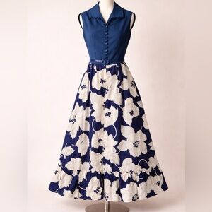 Vintage Evelyn Pearson lounging floral maxi host dress